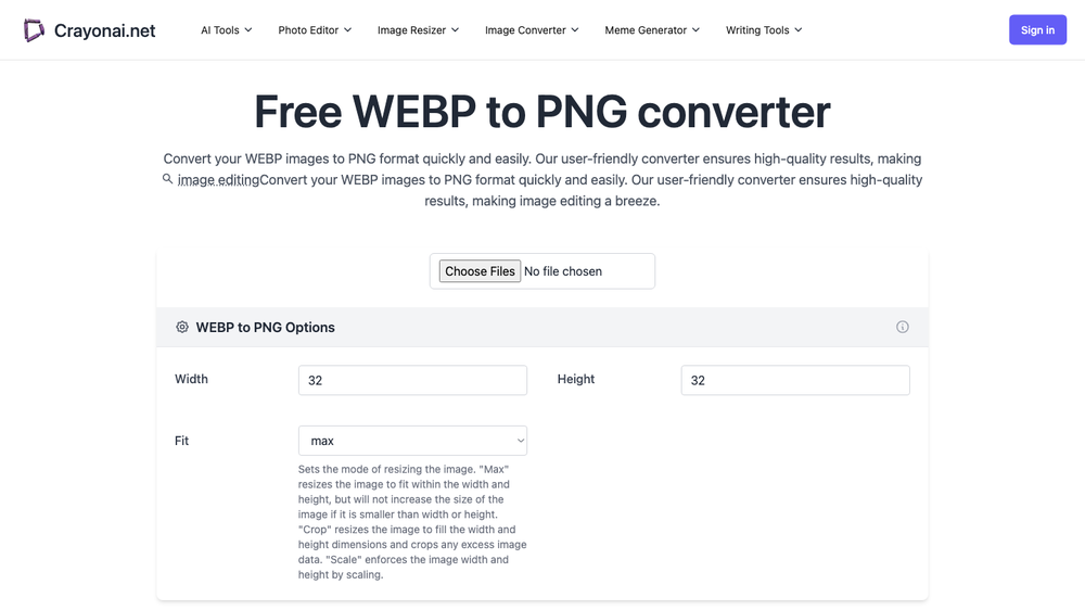 WEBP to PNG converter