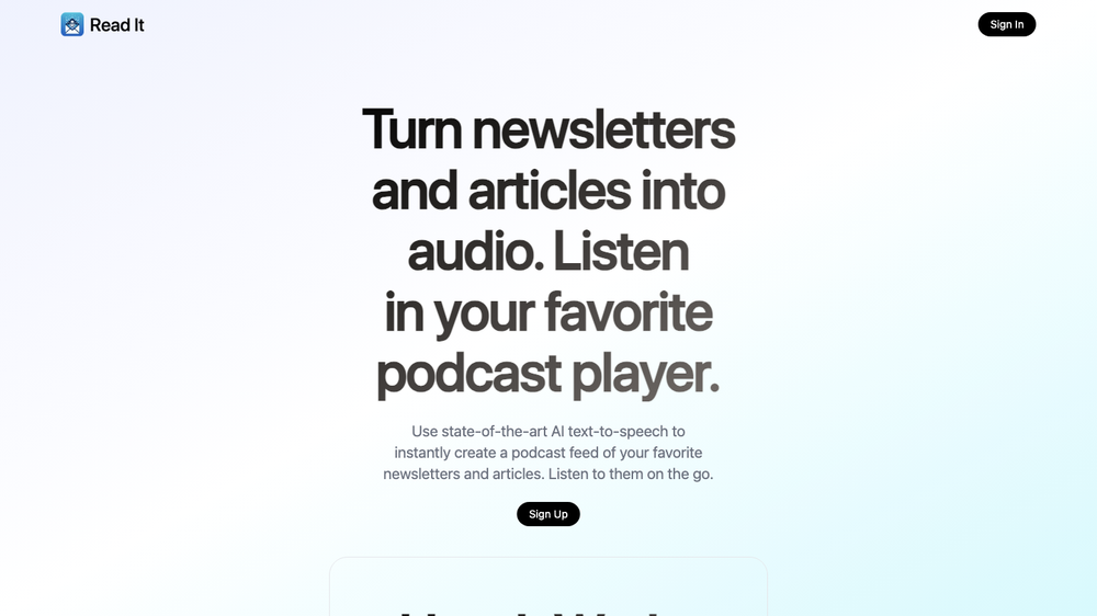 Read It - Turn Your Newsletters and Articles Into A Podcast