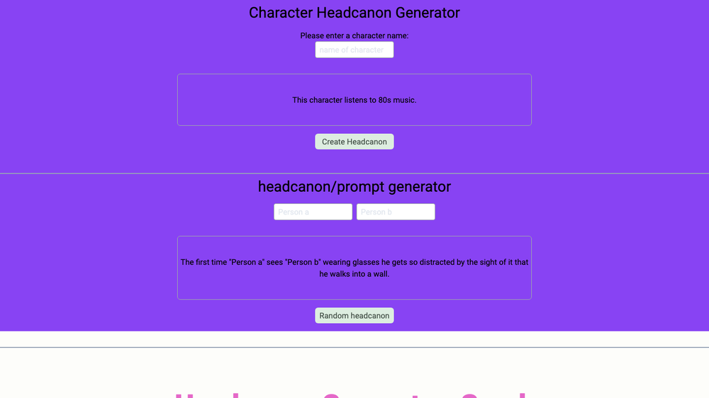 Character Headcanon Generator - crushon