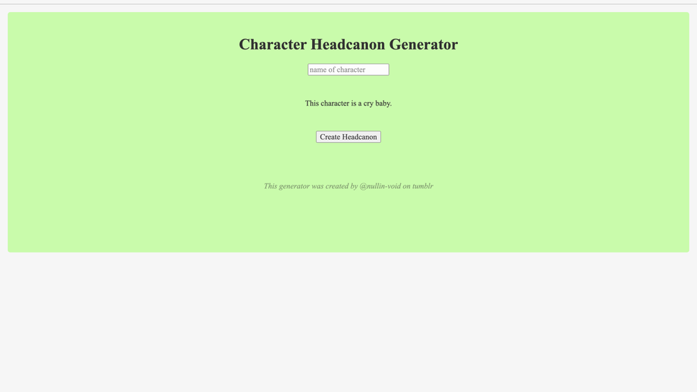 Character Headcanon Generator - perchance